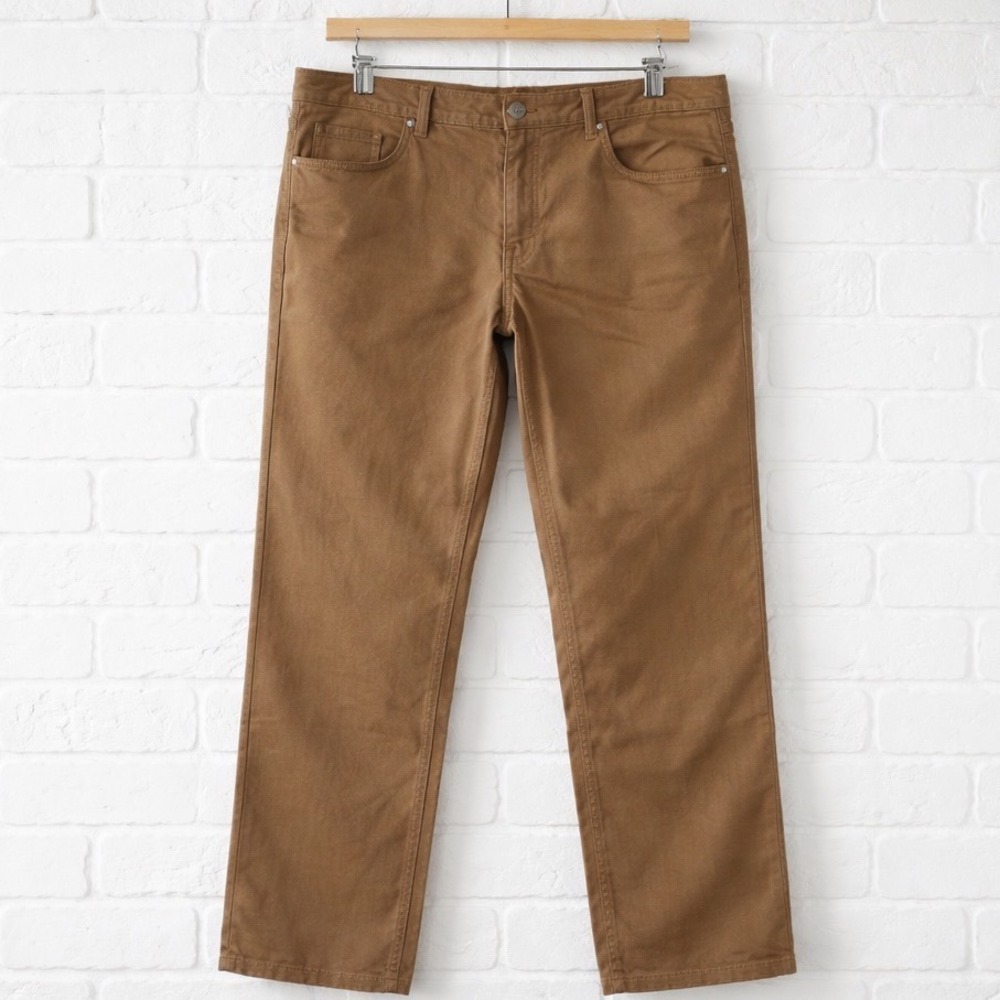 ROWM Mens Brown Straight Leg 5 Pocket Stretch Chino Pants 40x30 Cotton Blend